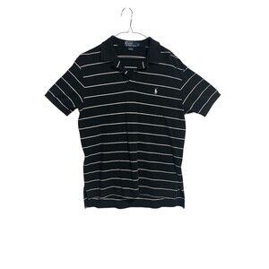 Vintage 90s Polo Ralph Lauren Shirt Men Large Black White pony Jockey Cotton Y2K